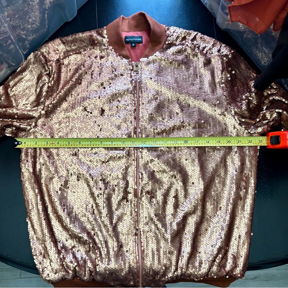 Copper Sequin Bomber Jacket, Size 10, by PrettyLittleThing - Picture 6 of 6